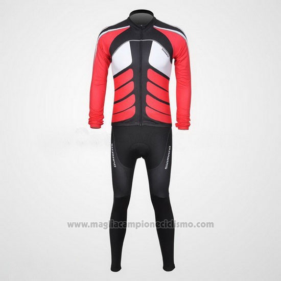 2011 Abbigliamento Ciclismo Shimano Bianco e Nero Manica Lunga e Salopette