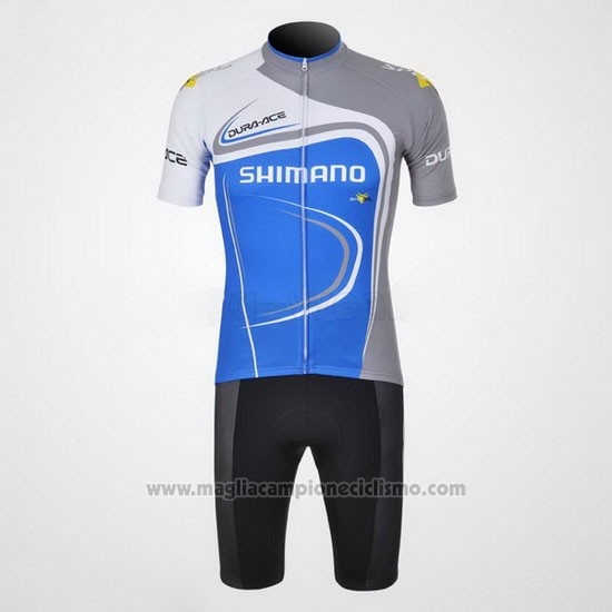 2011 Abbigliamento Ciclismo Shimano Blu e Bianco Manica Corta e Salopette