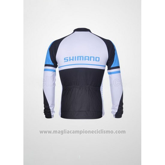 2011 Abbigliamento Ciclismo Shimano Blu e Bianco Manica Lunga e Salopette