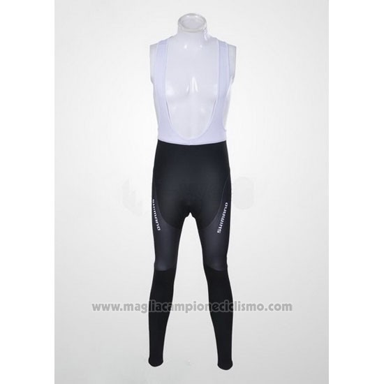 2011 Abbigliamento Ciclismo Shimano Blu e Bianco Manica Lunga e Salopette
