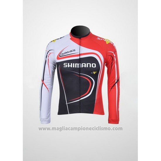 2011 Abbigliamento Ciclismo Shimano Rosso e Nero Manica Lunga e Salopette