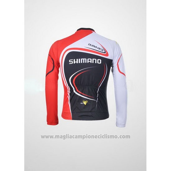 2011 Abbigliamento Ciclismo Shimano Rosso e Nero Manica Lunga e Salopette