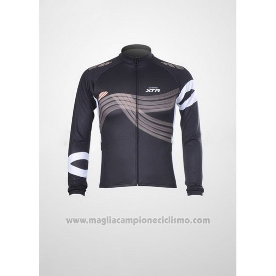 2012 Abbigliamento Ciclismo Shimano Nero e Arancione Manica Lunga e Salopette