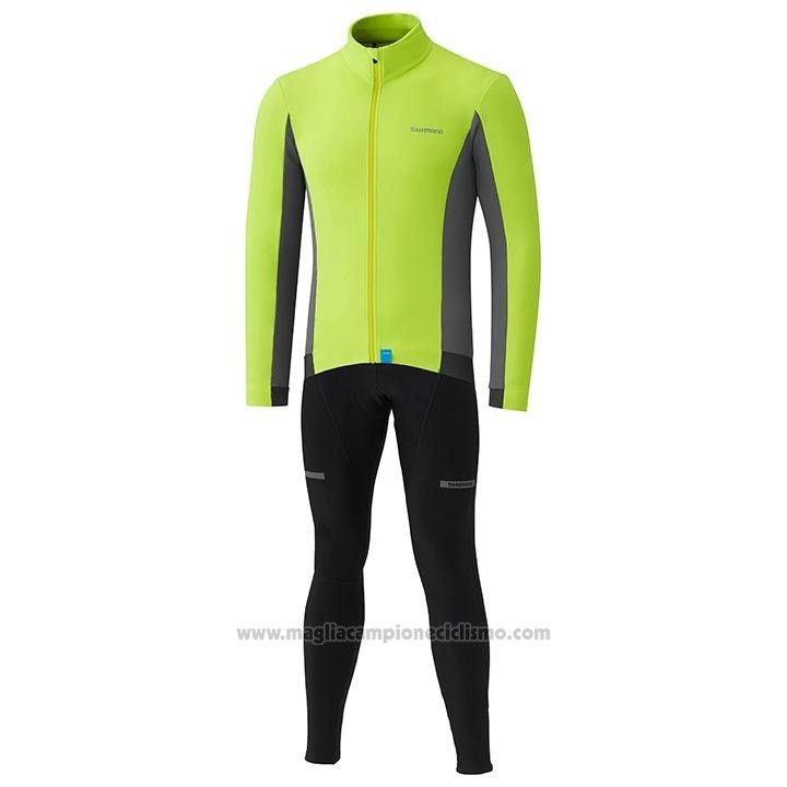 2020 Abbigliamento Ciclismo Shimano Giallo Grigio Manica Lunga e Salopette