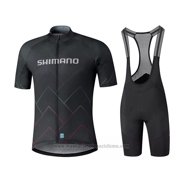 2021 Abbigliamento Ciclismo Shimano Nero Manica Corta e Salopette