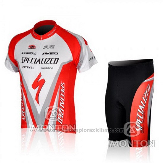 2010 Abbigliamento Ciclismo Specialized Rosso e Bianco Manica Corta e Salopette