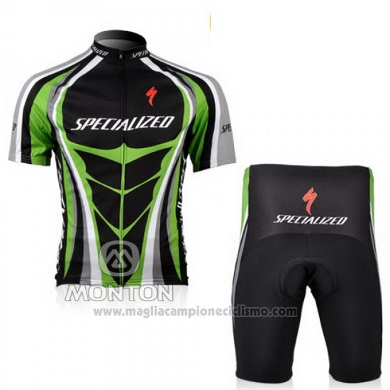 2010 Abbigliamento Ciclismo Specialized Verde e Nero Manica Corta e Salopette
