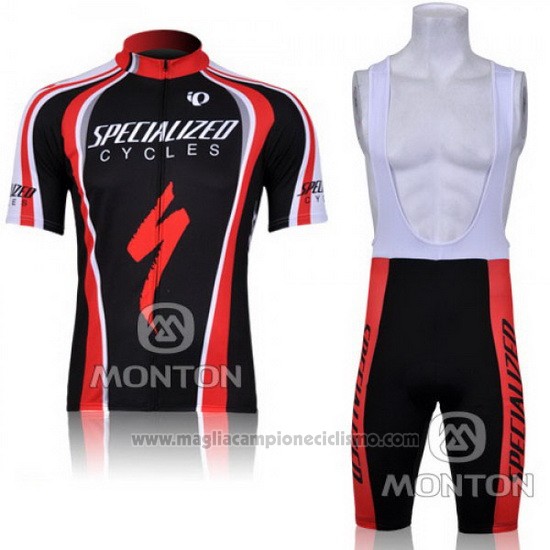 2011 Abbigliamento Ciclismo Specialized Rosso e Nero Manica Corta e Salopette