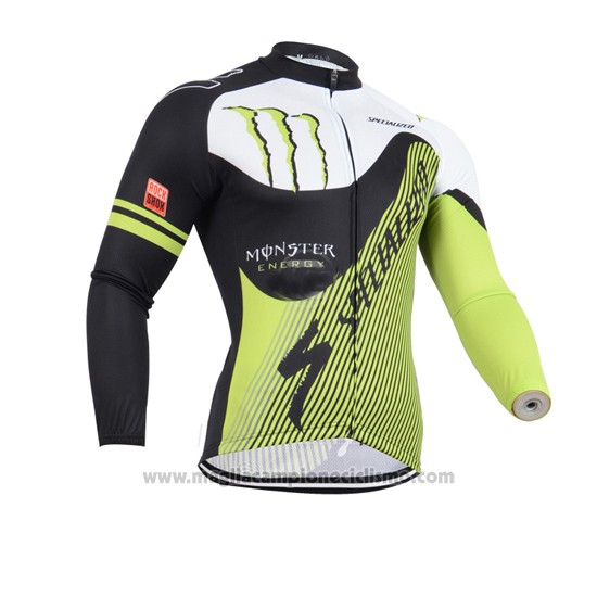 2014 Abbigliamento Ciclismo Specialized Nero e Verde Manica Lunga e Salopette