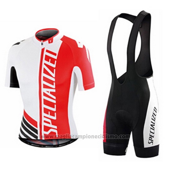 2015 Abbigliamento Ciclismo Specialized Rosso e Bianco Manica Corta e Salopette