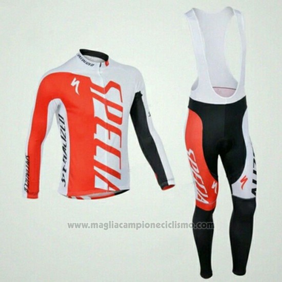 2015 Abbigliamento Ciclismo Specialized Rosso e Bianco Manica Lunga e Salopette