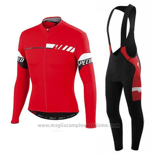 2015 Abbigliamento Ciclismo Specialized Scuro Rosso Manica Lunga e Salopette