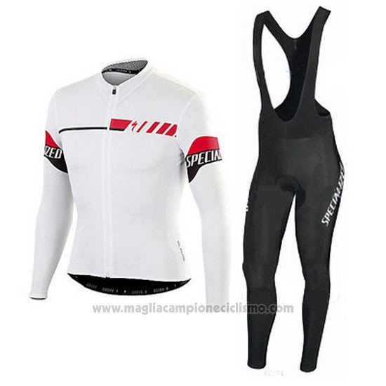 2016 Abbigliamento Ciclismo Specialized Bianco Manica Lunga e Salopette