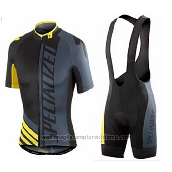 2016 Abbigliamento Ciclismo Specialized Giallo e Grigio Manica Corta e Salopette