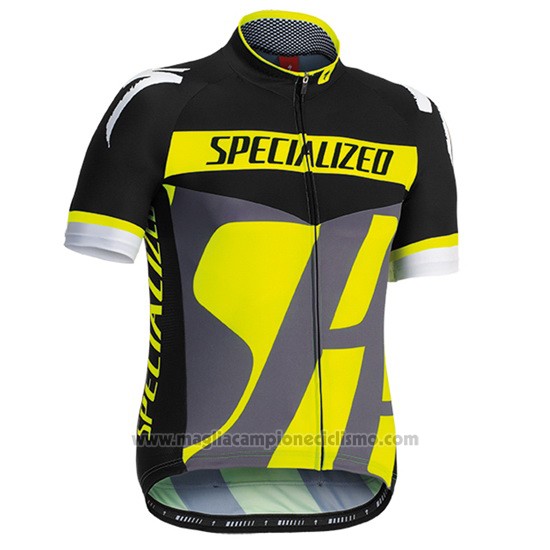 2016 Abbigliamento Ciclismo Specialized Grigio e Giallo Manica Corta e Salopette