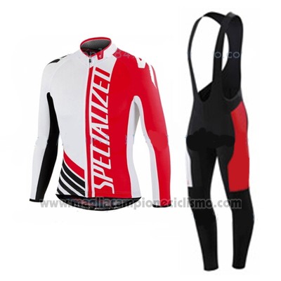2016 Abbigliamento Ciclismo Specialized Ml Rosso Nero Manica Lunga e Salopette