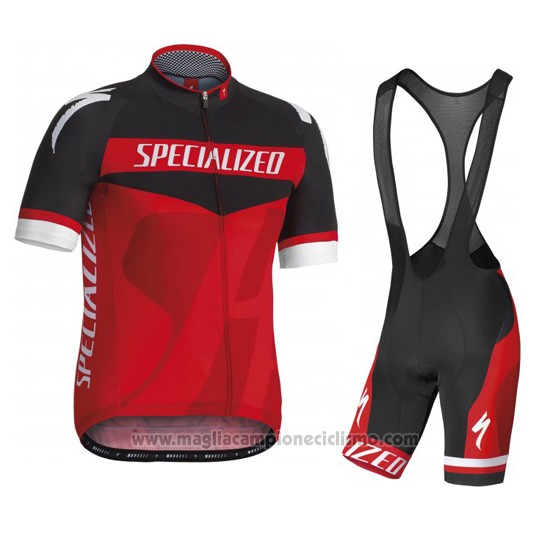 2016 Abbigliamento Ciclismo Specialized Nero e Rosso Manica Corta e Salopette