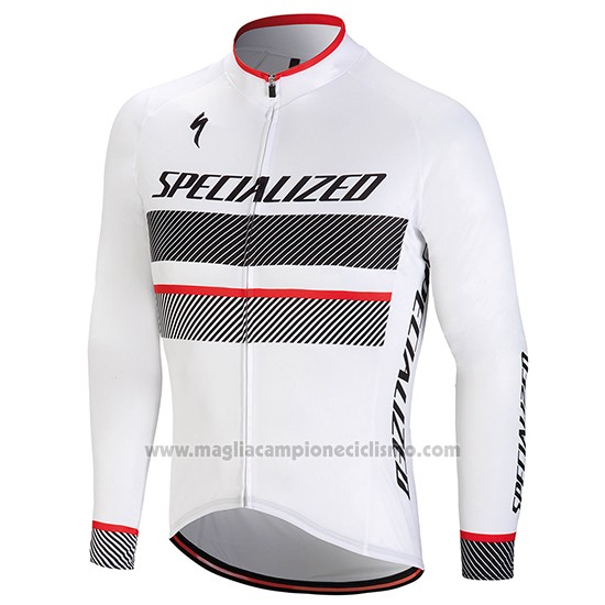 2018 Abbigliamento Ciclismo Specialized Bianco Manica Lunga e Salopette