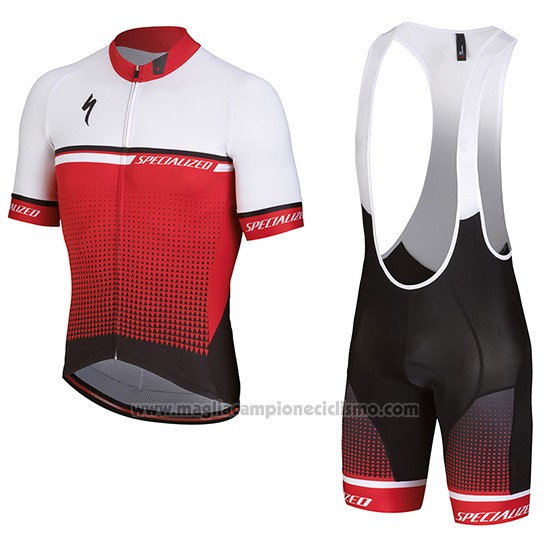 2018 Abbigliamento Ciclismo Specialized Bianco Rosso Nero Manica Corta e Salopette(1)