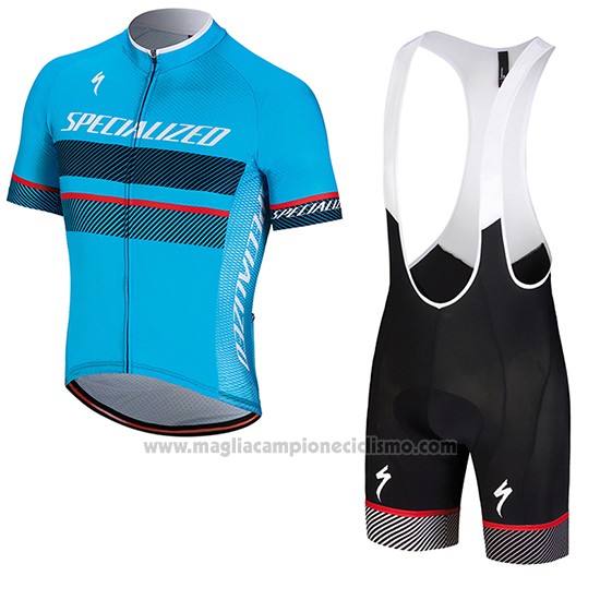 2018 Abbigliamento Ciclismo Specialized Blu Nero Rosso Manica Corta e Salopette