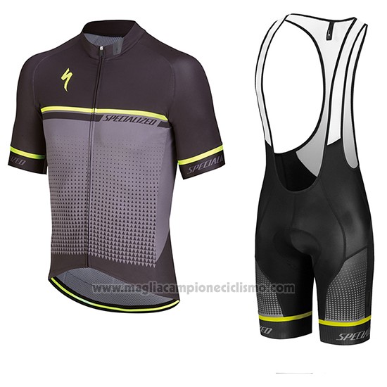 2018 Abbigliamento Ciclismo Specialized Nero Grigio Giallo Manica Corta e Salopette(1)