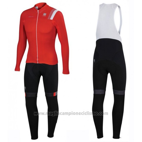 2016 Abbigliamento Ciclismo Sportful Bianco e Rosso Manica Lunga e Salopette