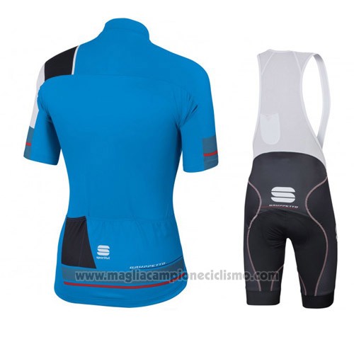 2016 Abbigliamento Ciclismo Sportful Nero e Blu Manica Corta e Salopette