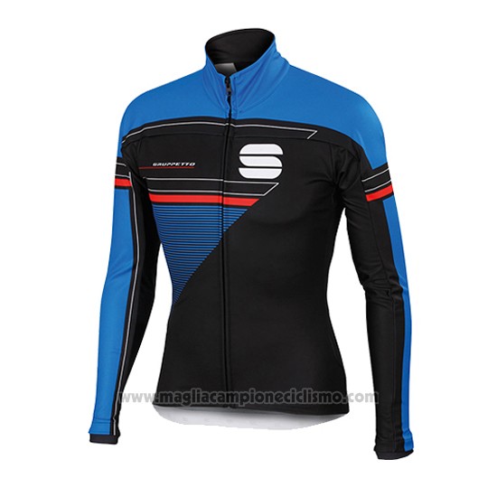 2016 Abbigliamento Ciclismo Sportful Nero e Blu Manica Lunga e Salopette