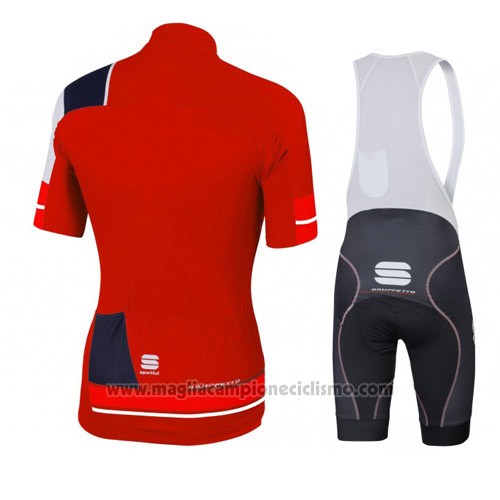 2016 Abbigliamento Ciclismo Sportful Nero e Rosso Manica Corta e Salopette