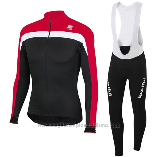 2016 Abbigliamento Ciclismo Sportful Nero e Rosso Manica Lunga e Salopette