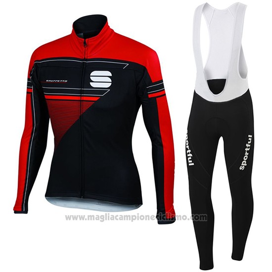 2016 Abbigliamento Ciclismo Sportful Rosso Manica Lunga e Salopette