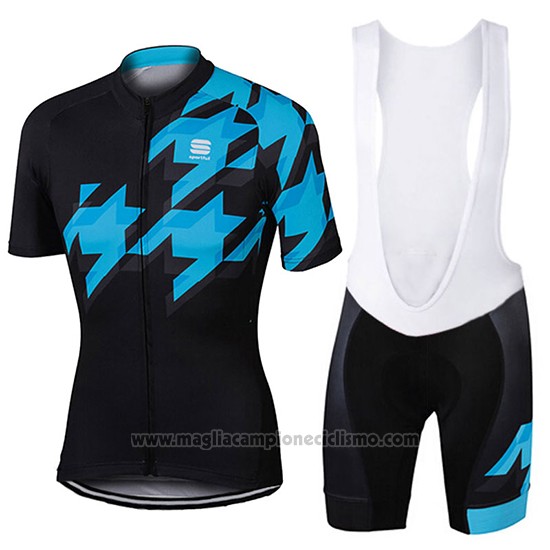 2017 Abbigliamento Ciclismo Sportful Nero e Blu Manica Corta e Salopette