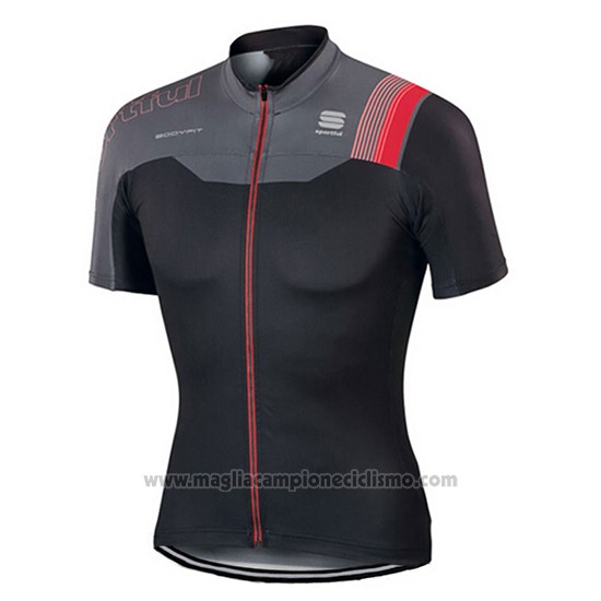 2017 Abbigliamento Ciclismo Sportful Nero e Rosso Manica Corta e Salopette