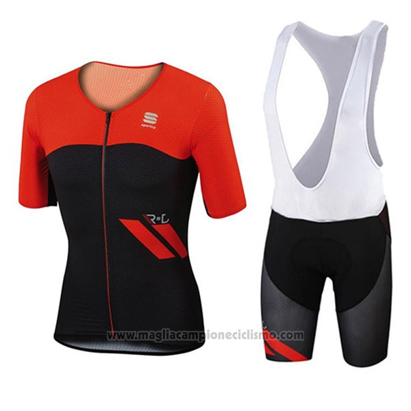 2017 Abbigliamento Ciclismo Sportful Rosso e Nero Manica Corta e Salopette