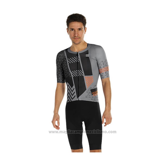 2021 Abbigliamento Ciclismo Sportful Nero Grigio Arancione Manica Corta e Salopette