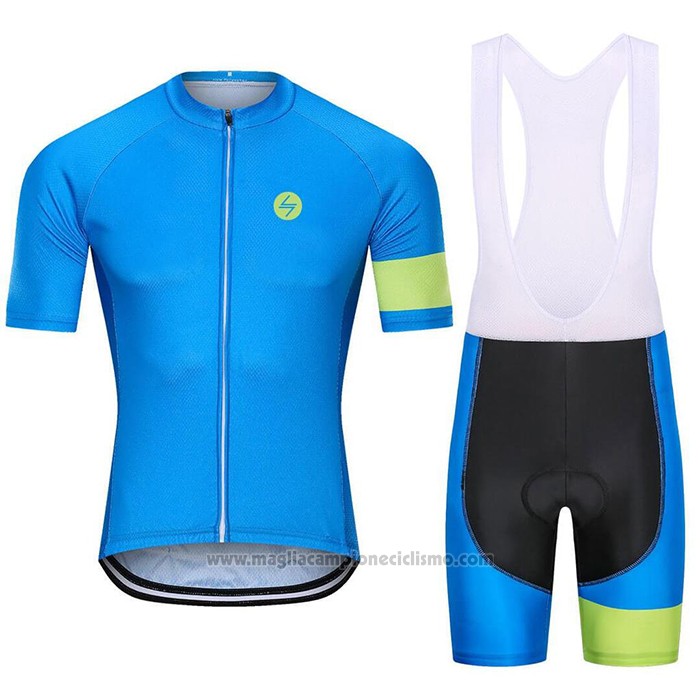 2021 Abbigliamento Ciclismo Steep Blu Verde Manica Corta e Salopette