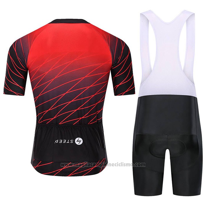 2021 Abbigliamento Ciclismo Steep Rosso Manica Corta e Salopette