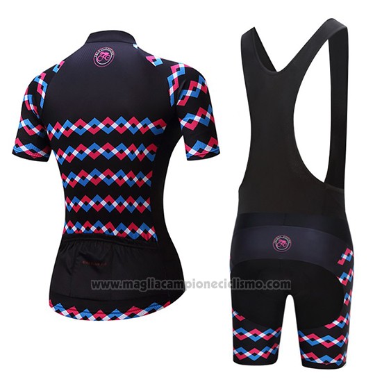 2019 Abbigliamento Ciclismo Donne Teleyi Viola Nero Manica Corta e Salopette