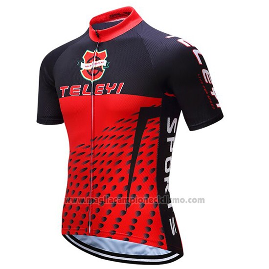 2019 Abbigliamento Ciclismo Teleyi Bike Rosso Nero Manica Corta e Salopette