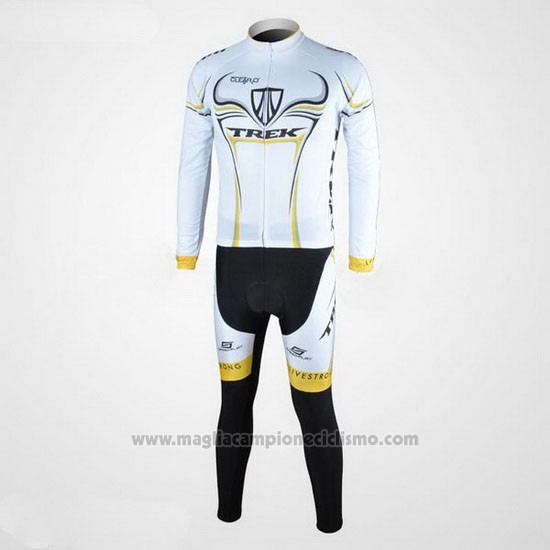 2009 Abbigliamento Ciclismo Trek Nero e Bianco Manica Lunga e Salopette