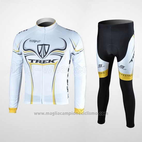 2009 Abbigliamento Ciclismo Trek Nero e Bianco Manica Lunga e Salopette