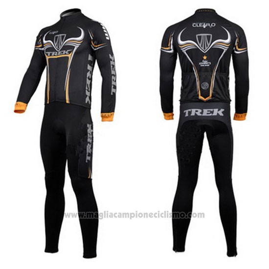 2009 Abbigliamento Ciclismo Trek Nero e Giallo Manica Lunga e Salopette