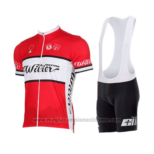 2015 Abbigliamento Ciclismo Wieiev Bianco Rosso Manica Corta e Salopette