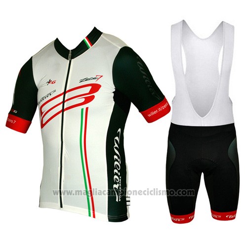 2015 Abbigliamento Ciclismo Wieiev Bianco e Rosso Manica Corta e Salopette