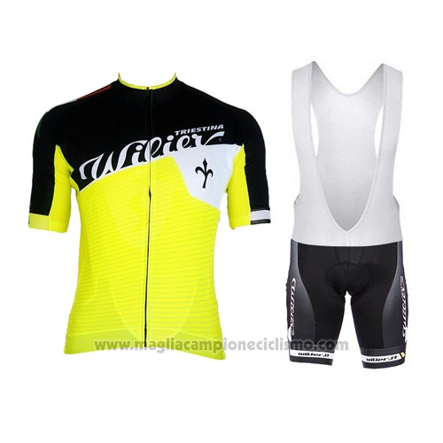 2015 Abbigliamento Ciclismo Wieiev Nero e Giallo Manica Corta e Salopette