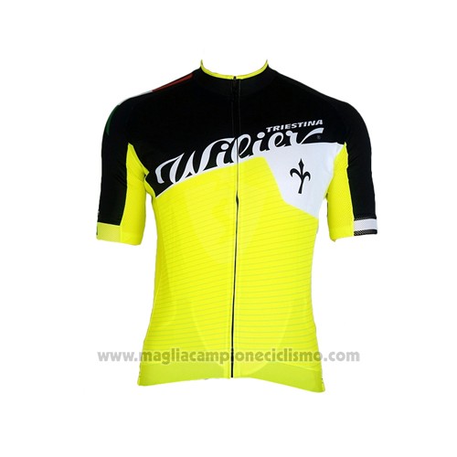 2015 Abbigliamento Ciclismo Wieiev Nero e Giallo Manica Corta e Salopette