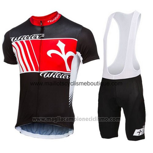 2015 Abbigliamento Ciclismo Wieiev Nero e Rosso Manica Corta e Salopette