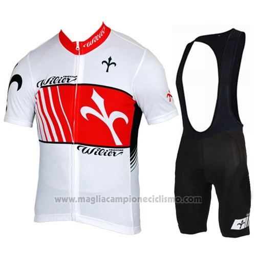 2015 Abbigliamento Ciclismo Wieiev Rosso e Bianco Manica Corta e Salopette