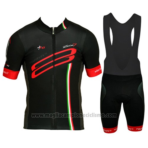 2015 Abbigliamento Ciclismo Wieiev Rosso e Nero Manica Corta e Salopette