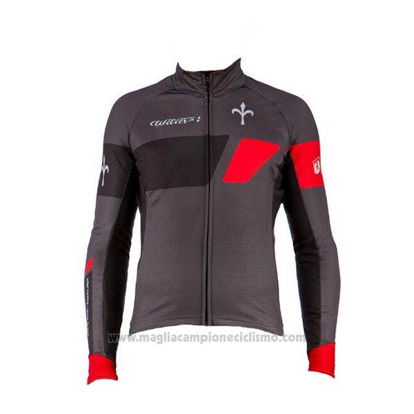 2017 Abbigliamento Ciclismo Wieiev Nero e Grigio Manica Lunga e Salopette